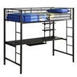 Metal Twin Workstation Desk Loft Bunk Bed in Black