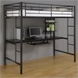 Metal Twin Workstation Desk Loft Bunk Bed in Black