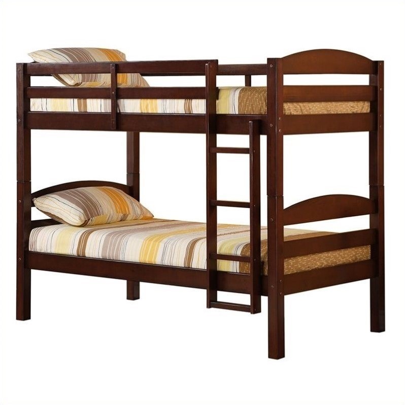 Walker Edison Twin Over Twin Solid Wood Bunk Bed in Espresso Finish