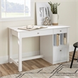 Walker Edison Deluxe Drop Down Keyboard Tray Solid Wood Computer Desk in White