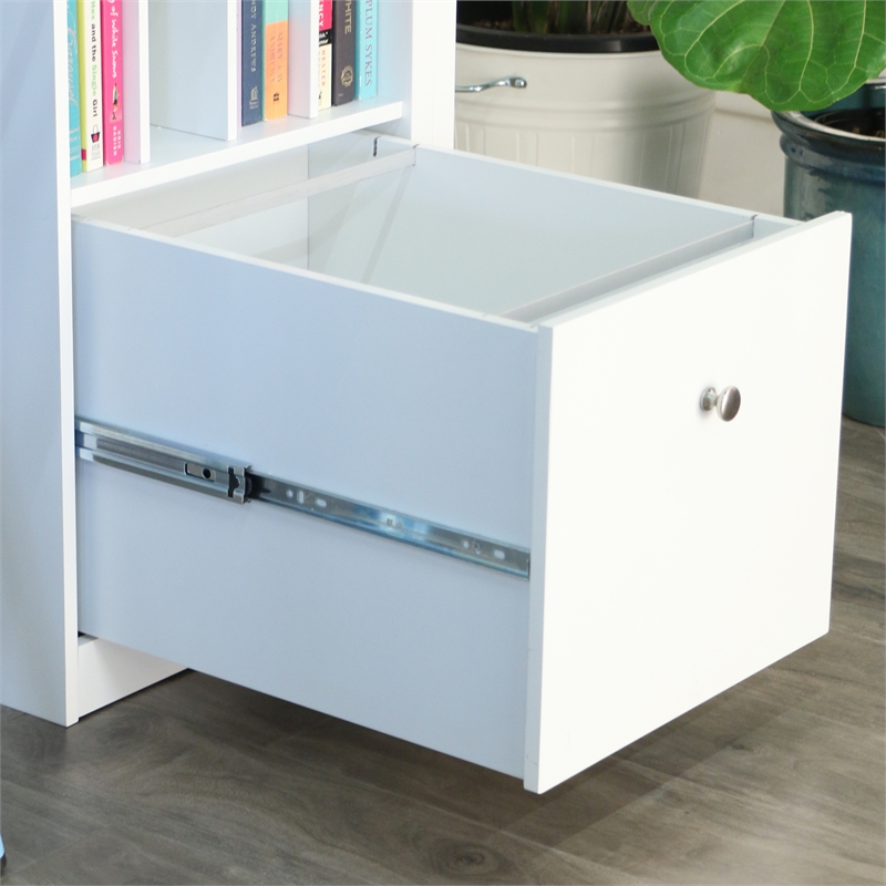 Walker Edison Deluxe Drop Down Keyboard Tray Solid Wood Computer Desk in White