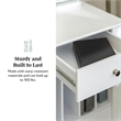 Walker Edison Deluxe Drop Down Keyboard Tray Solid Wood Computer Desk in White