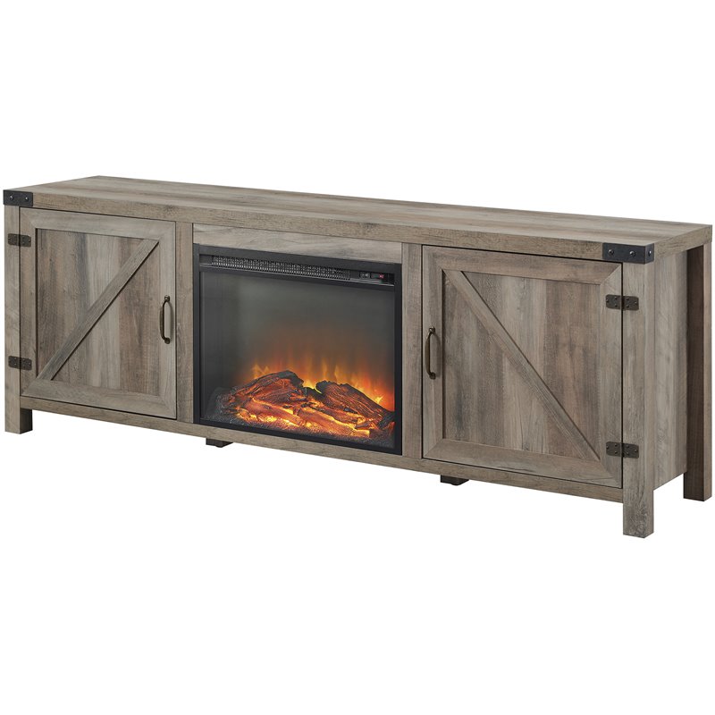 Farmhouse Barn Door Fireplace TV Stand for TVs up to 80