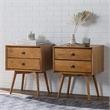 Walker Edison 2-Piece Solid Pine Wood Bedroom Nightstand Set in Caramel