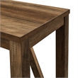 Narrow A-Frame End Table with Open Storage Shelf in Rustic Oak