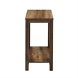 Narrow A-Frame End Table with Open Storage Shelf in Rustic Oak
