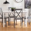 Walker Edison 5-Piece Solid Wood Farmhouse Dining Set in White and Gray