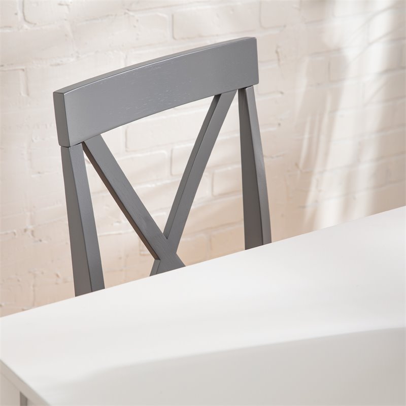 Walker Edison 5-Piece Solid Wood Farmhouse Dining Set in White and Gray