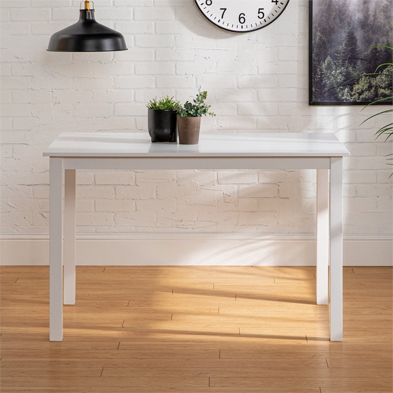 Walker Edison 5-Piece Solid Wood Farmhouse Dining Set in White and Gray