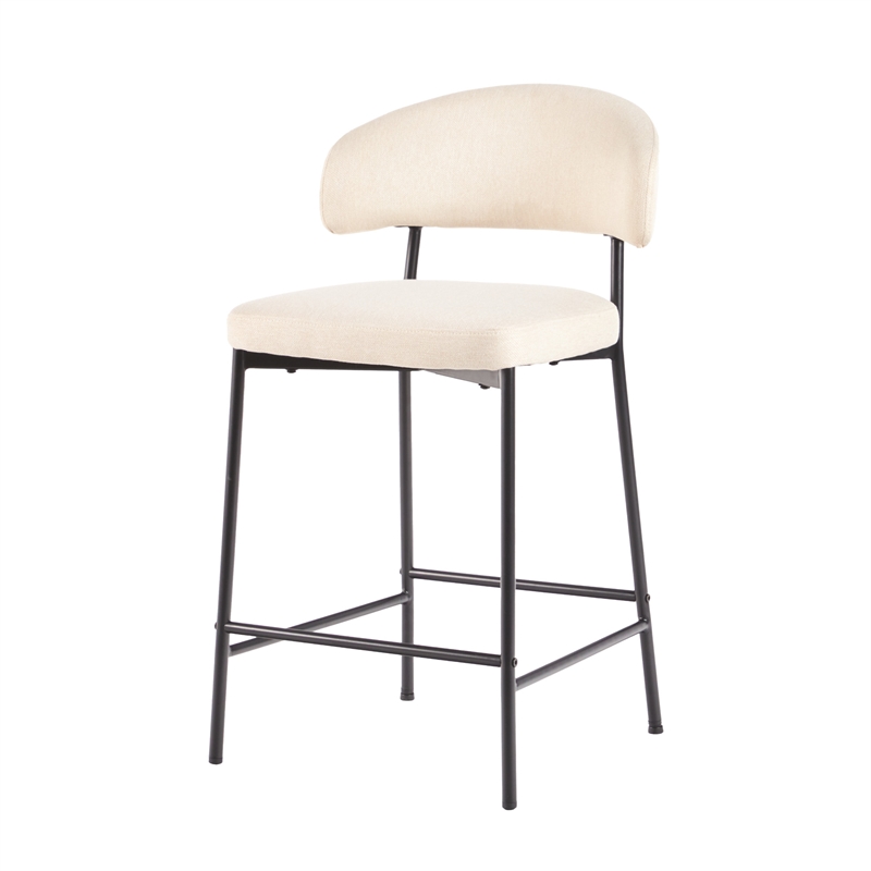 Walker Edison Curved Back Metal Counter Stool - Set of 2 - Ivory