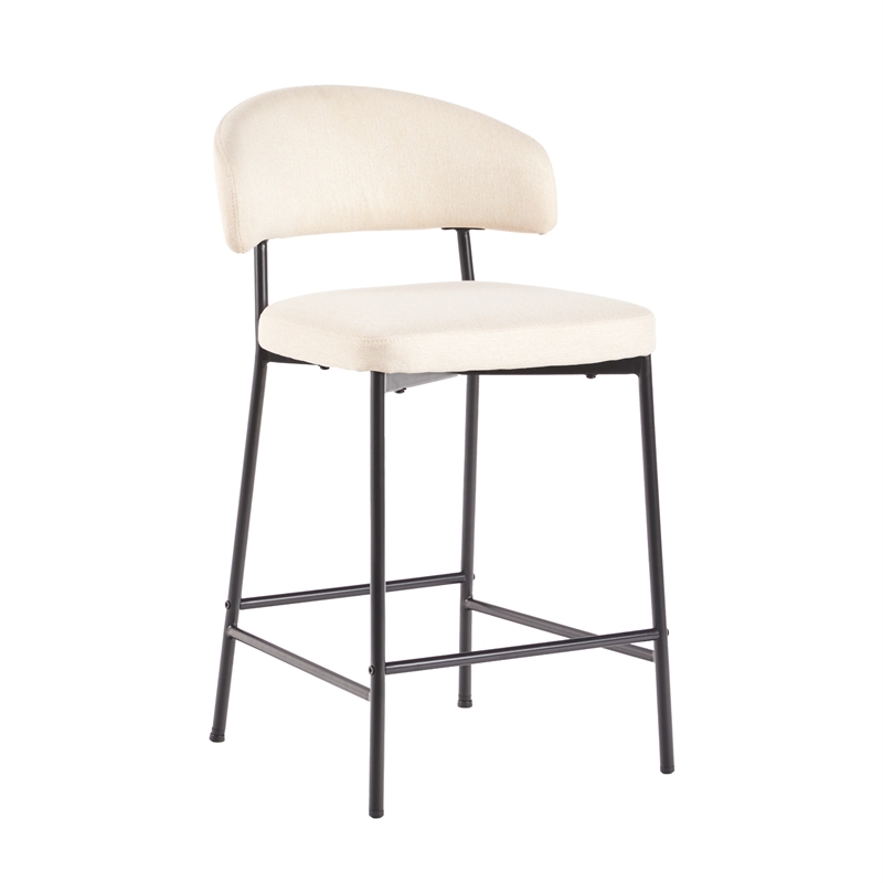 Walker Edison Curved Back Metal Counter Stool - Set of 2 - Ivory