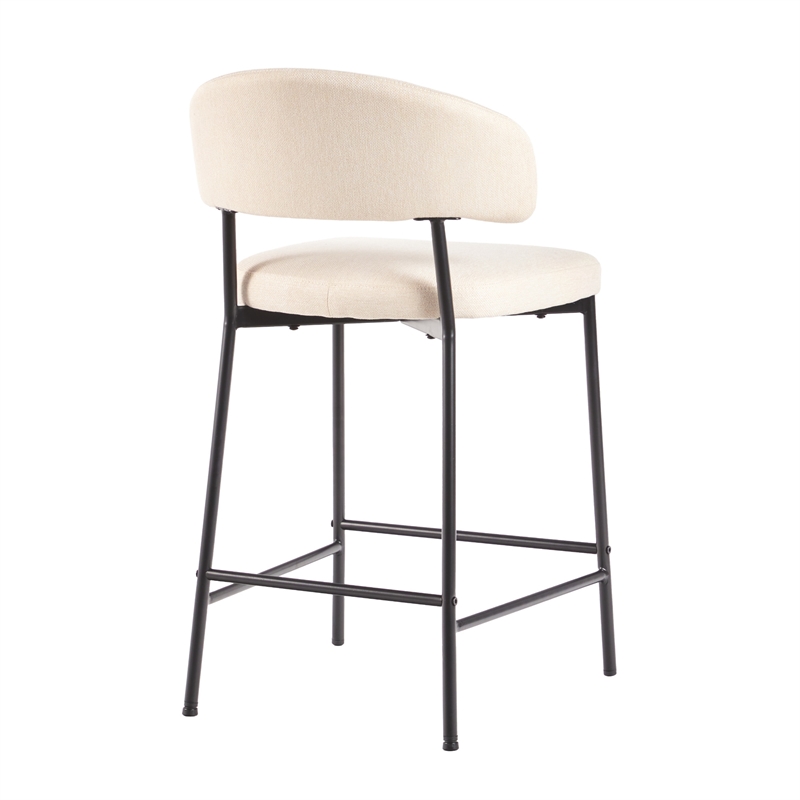 Walker Edison Curved Back Metal Counter Stool - Set of 2 - Ivory