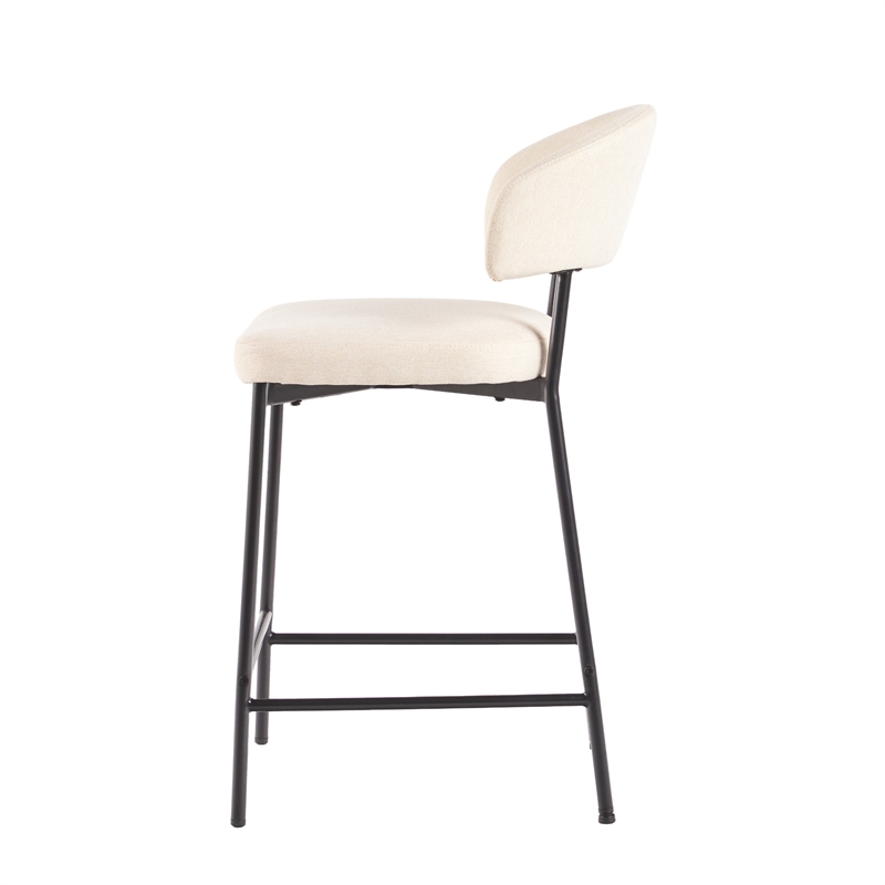 Walker Edison Curved Back Metal Counter Stool - Set of 2 - Ivory
