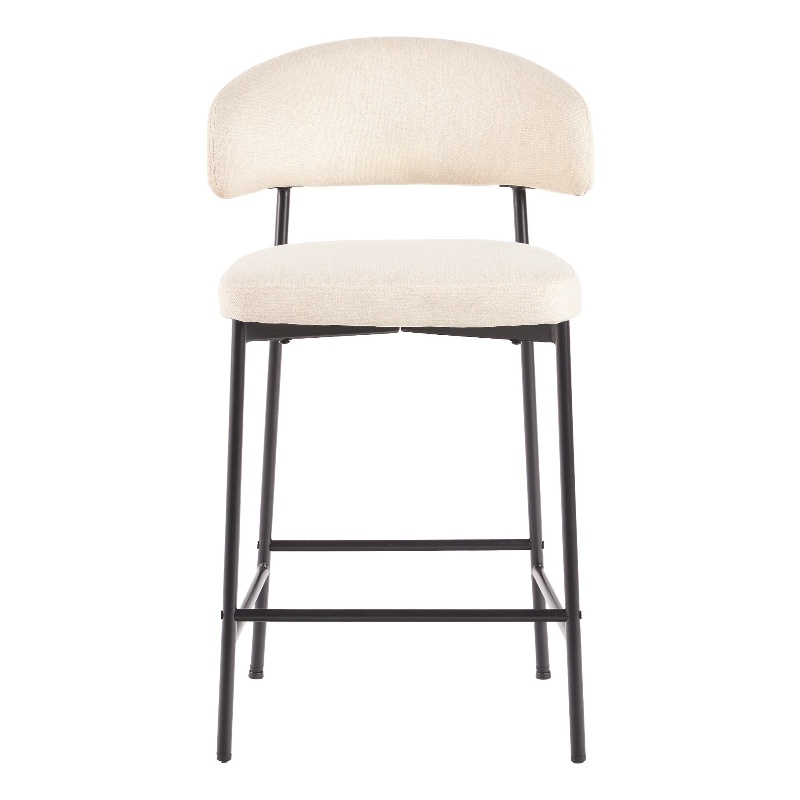 Walker Edison Curved Back Metal Counter Stool - Set of 2 - Ivory