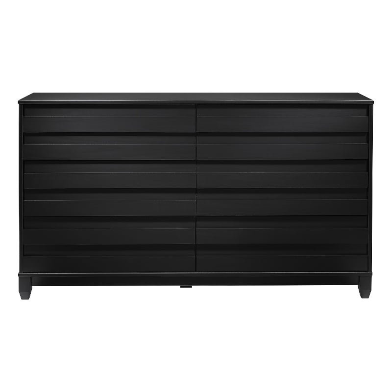 Walker Edison Modern Channel Pull 6-Drawer Solid Wood Dresser 58 Inch Black