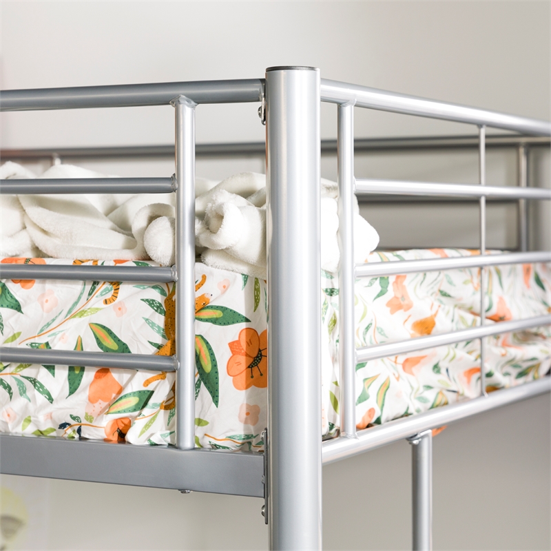 Premium Metal Twin Loft Bed - Silver