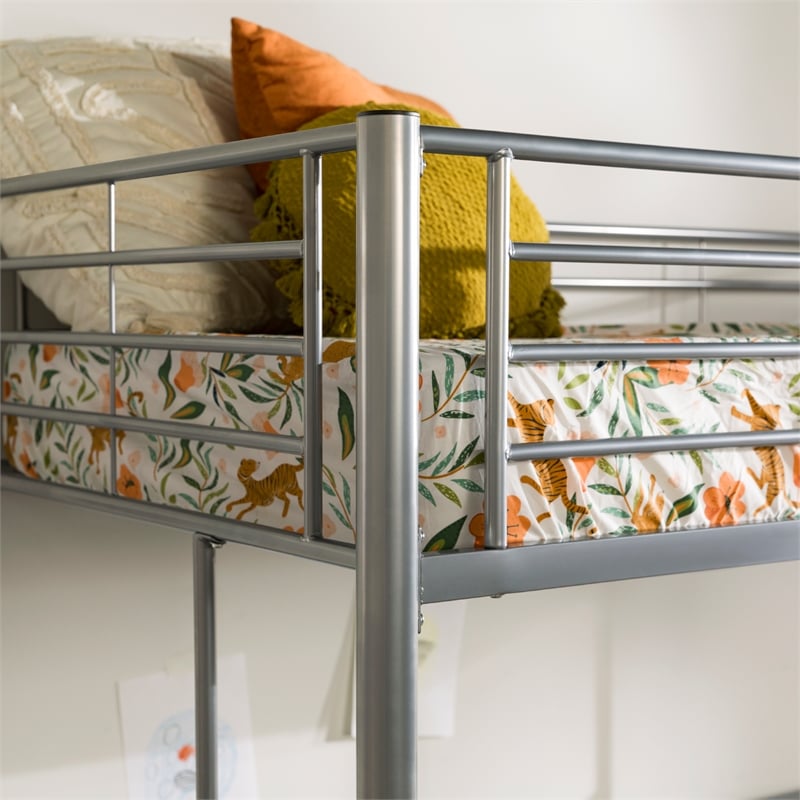 Premium Metal Twin Loft Bed - Silver