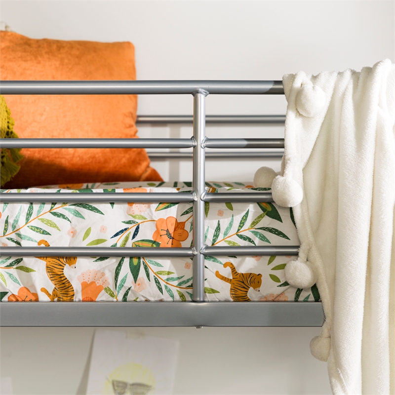 Premium Metal Twin Loft Bed - Silver