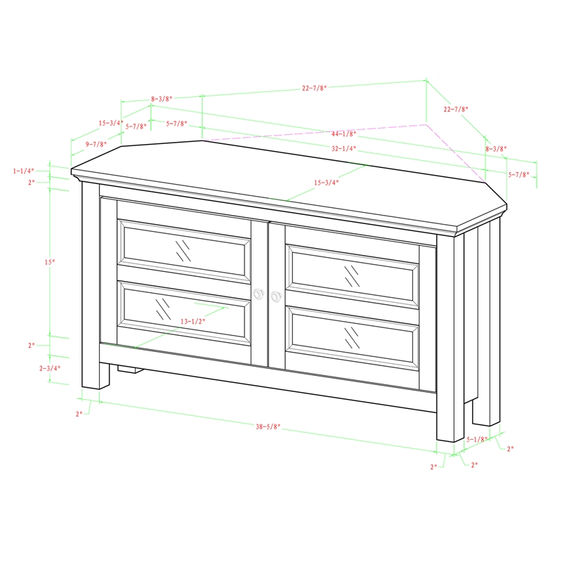 Walker Edison Cordoba Corner Wood TV Stand for TVs up to 48