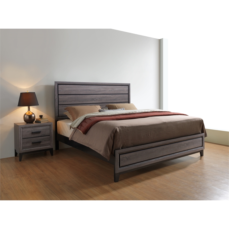 Global Furniture USA Kate Gray Wooden Bedroom King Bed