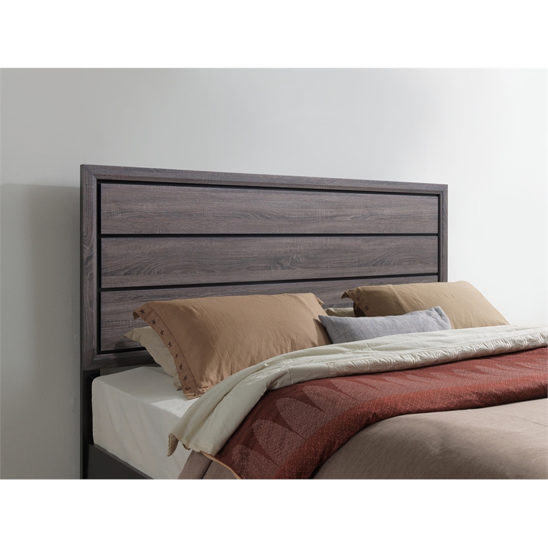 Global Furniture USA Kate Gray Wooden Panel Headboard Queen Bed