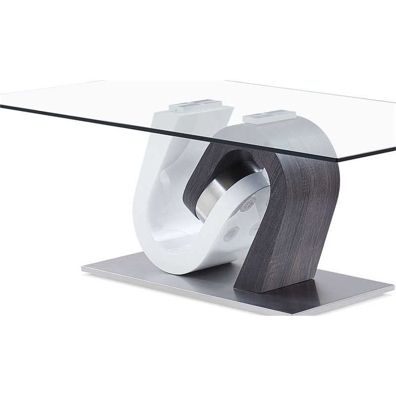 Global Furniture USA Gray and White Glass Top Coffee Table