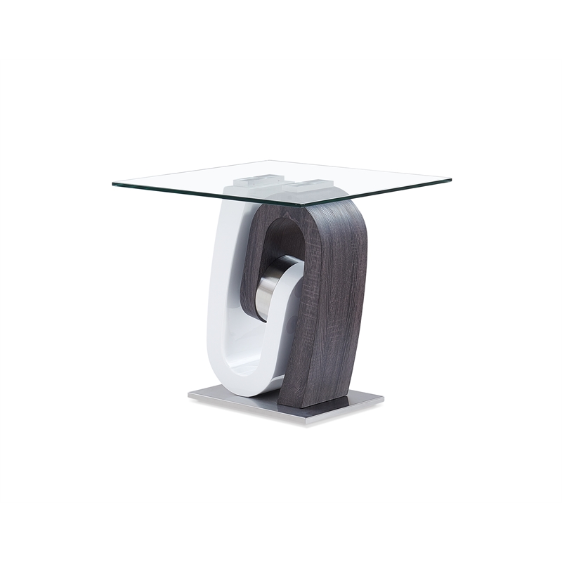 Global Furniture USA Gray and White Glass Top Coffee Table
