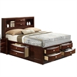 Global Furniture USA Linda New Merlot Wood Full Bed with Bookcase and Storage