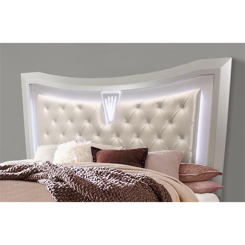 Global Furniture USA Paris Metallic Beige King Bed with LED and Acrylic Legs