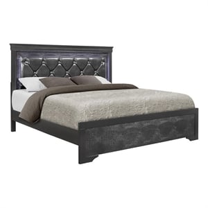 Global Furniture USA Pompei Metallic Gray King Bed with LED Light