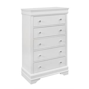 Global Furniture USA Pompei Metallic White 5-Drawer Wood Chest