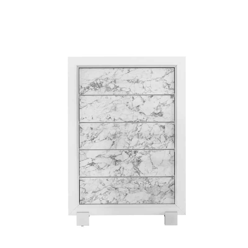 Global Furniture USA Santorini White Solid Wood 5-Drawer Chest