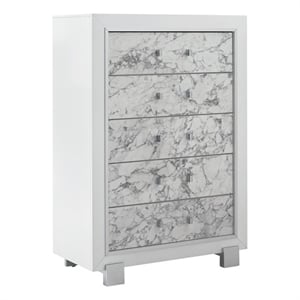 Global Furniture USA Santorini White Solid Wood 5-Drawer Chest
