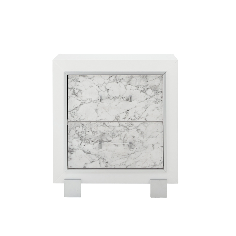 Global Furniture USA Santorini White Solid Wood 2-Drawer Nightstand