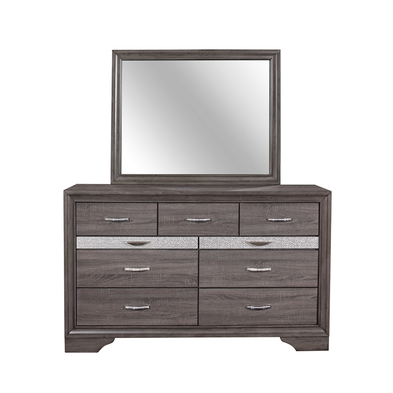 Global Furniture USA Seville Melamine Wood Gray 9-Drawer Dresser