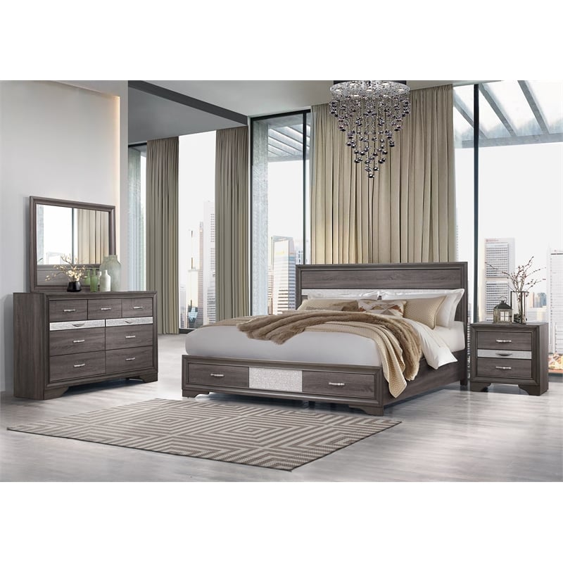Global Furniture USA Seville Melamine Wood Gray 6-Drawer Chest