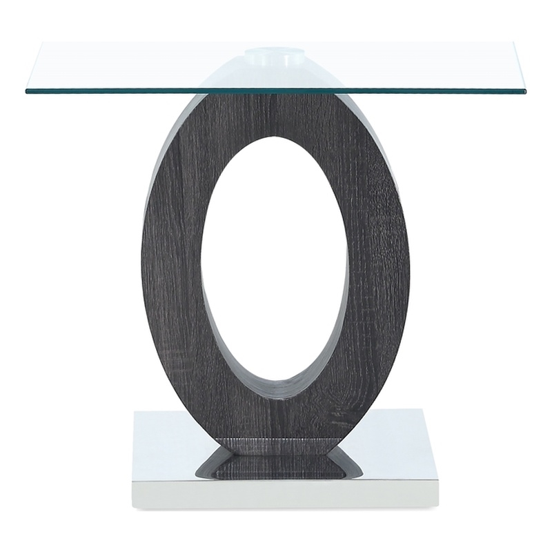 Global Furniture USA Oval Base and Glass Top Dark Gray End Table