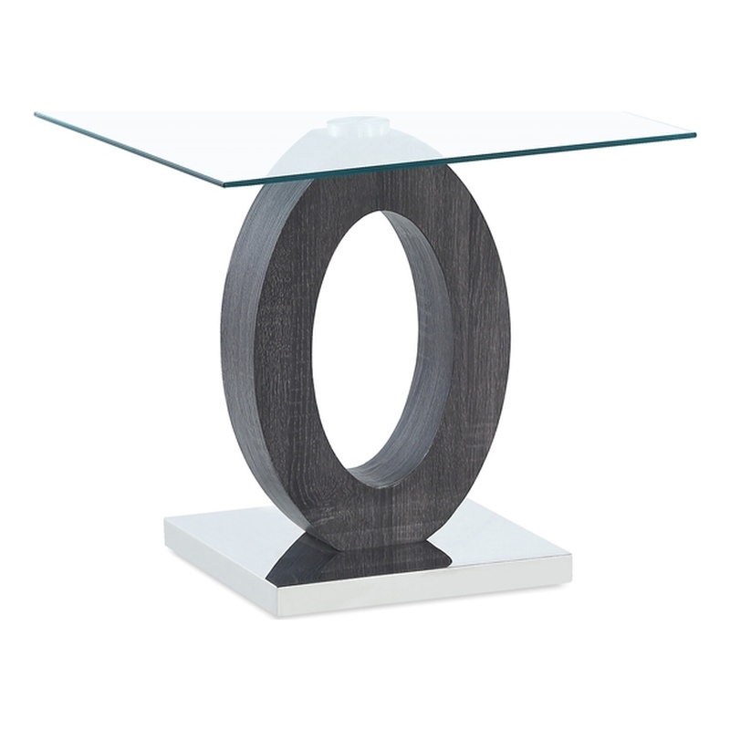 Global Furniture USA Oval Base and Glass Top Dark Gray End Table