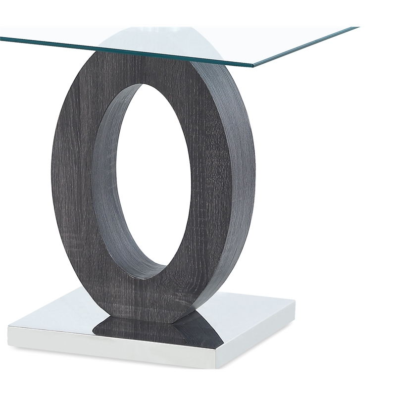 Global Furniture USA Oval Base and Glass Top Dark Gray End Table