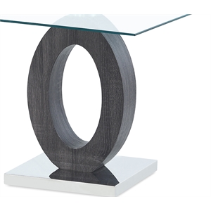 Global Furniture USA Oval Base and Glass Top Dark Gray End Table
