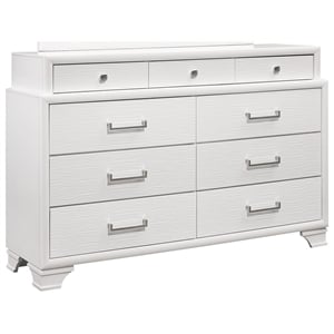 Global Furniture USA Jordyn Solid Wood 9-Drawer White Dresser
