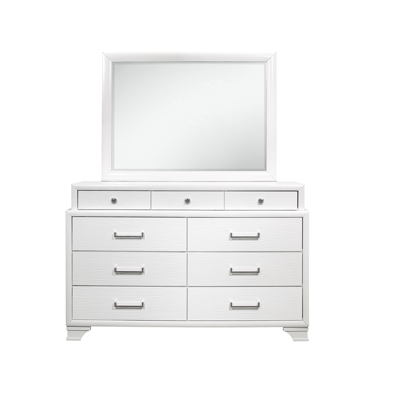 Global Furniture USA Jordyn Solid Wood White Large Scale Mirror