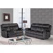Global Furniture USA Microfiber Recliner Sofa with DDT & Drawer in Gray