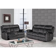 Global Furniture USA Domino Fabric Gray Reclining Loveseat w/ Console and Drawer