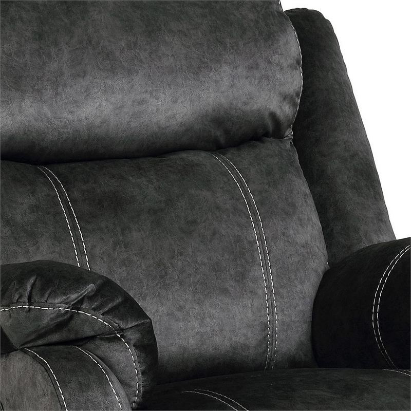 Global Furniture USA Domino Fabric Gray Reclining Loveseat w/ Console and Drawer
