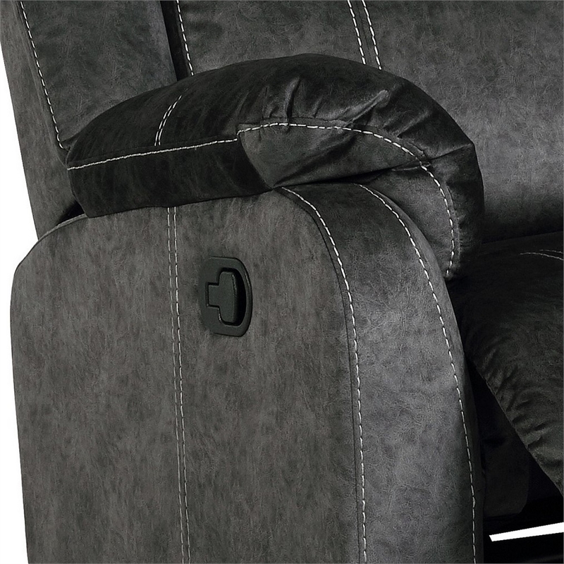Global Furniture USA Domino Fabric Gray Reclining Loveseat w/ Console and Drawer