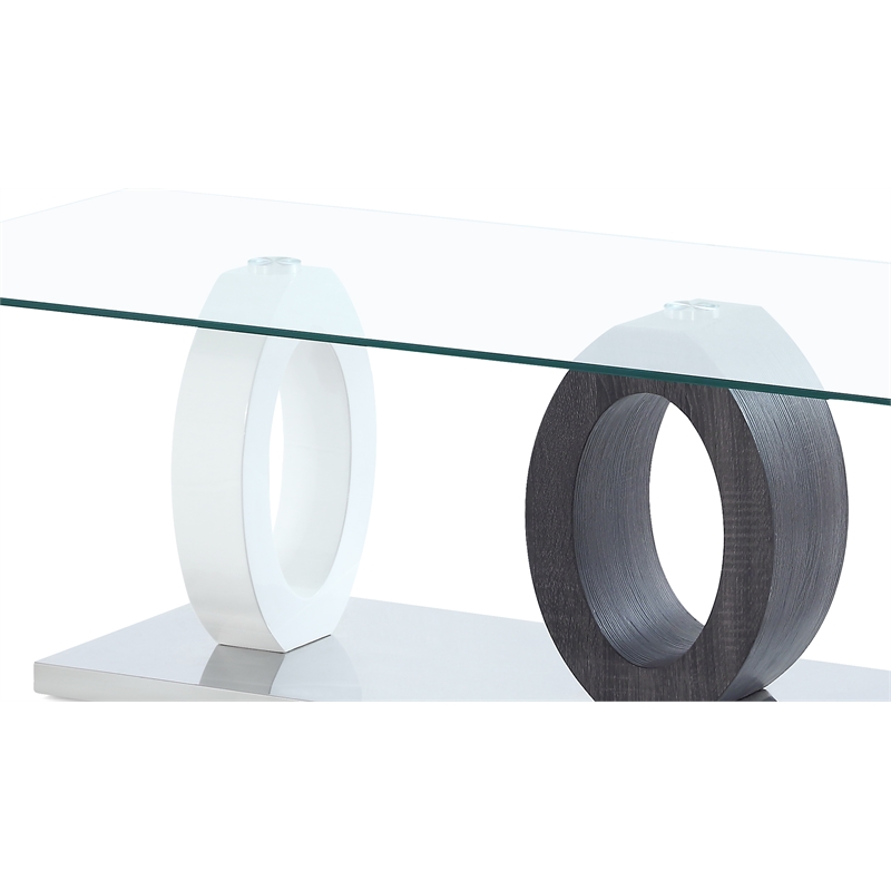 Global Furniture USA T1628C Transitional White Glass Top Coffee Table