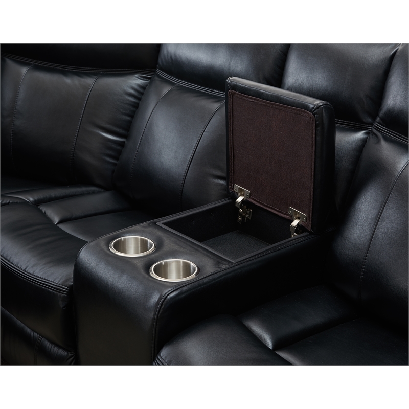 Global Furniture USA UM02 Blanche Faux Leather Black Sectional W/ LED Lighting