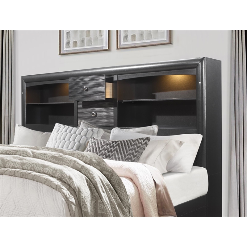 Global Furniture USA Jordyn Contemporary Wood Gray King Storage Bed