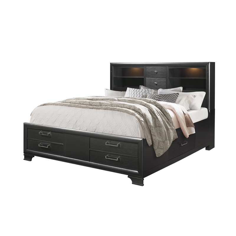 Global Furniture USA Jordyn Contemporary Wood Gray Queen Storage Bed